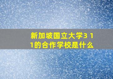 新加坡国立大学3 1 1的合作学校是什么